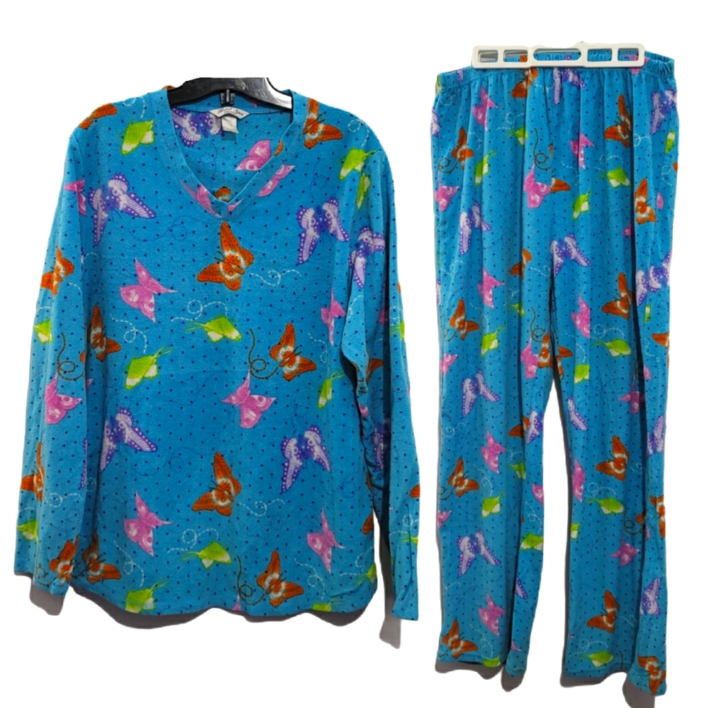 Blue butterfly fleece pajama